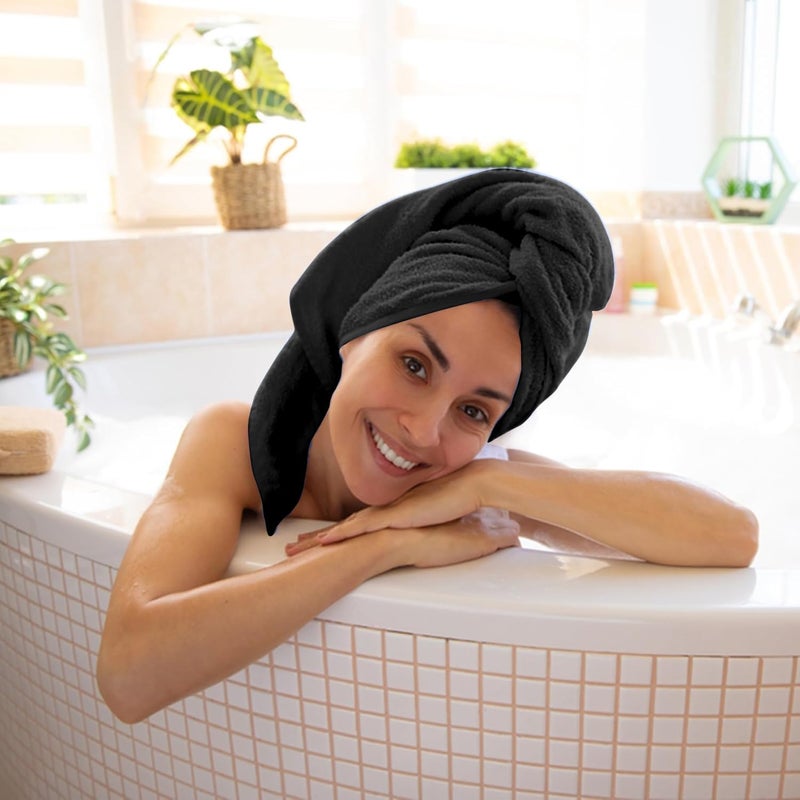 KAHAF COLLECTION Pack of 6 Bath Towels 27 x 54 Inches, 100% Cotton, Larger & Lighter Weight, Quicker to Dry, Super Soft and Absorbent, Perfect for Bathroom (Black, Pack of 6 (27''x54'')) - Image 4