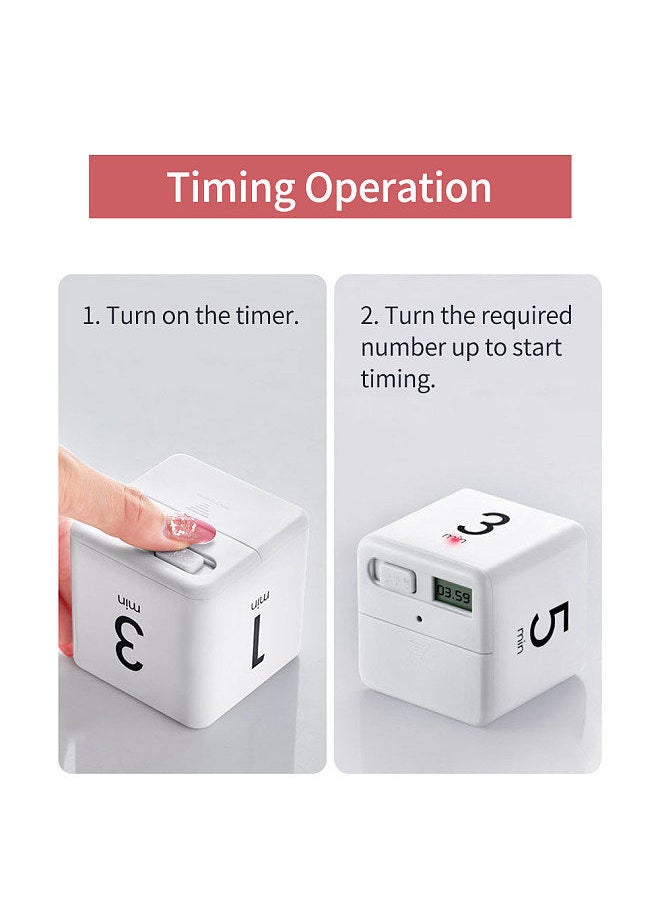 Generic - Portable Cube Timer Digital Kitchen Timer Countdown Alarm 1-3-5-10 Minutes Flip Timing with Digital Display Time Management for Study Sports Cooking Gaming Office - Image 1