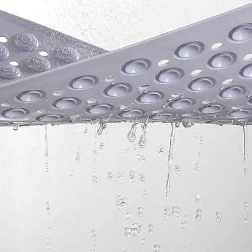 Hedrix Shower Mat Non Slip - Bath Mat with a Drain Hole and Suction Cups to Keep Floor Clean, Shower Foot Scrubber Massage Mat (Grey) - Image 5