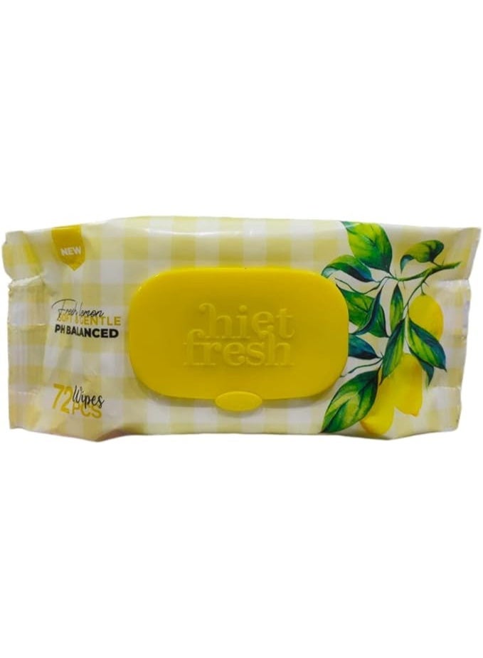 Hiet Fresh Wet Wipes Fresh Lemon 72 Wipes - Image 1