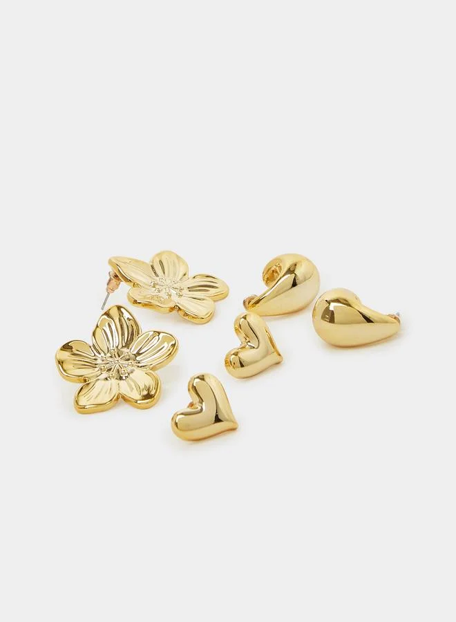 Styli  Pack of 9 - Gold Tone Casual Earring for Women | Best Price UAE