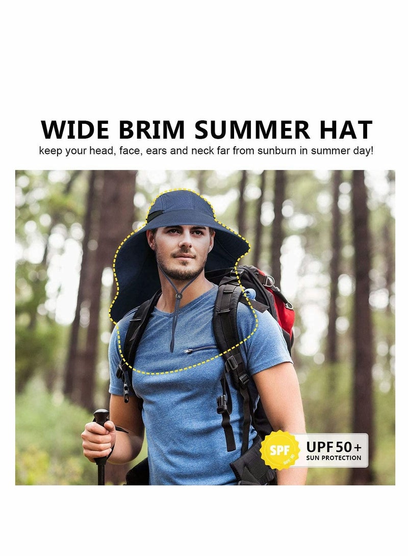 Excefore Outdoor Sun Hat for Men with 50+ UPF Protection Safari Cap Wide Brim Fishing Hat with Neck Flap, for Dad - Image 2
