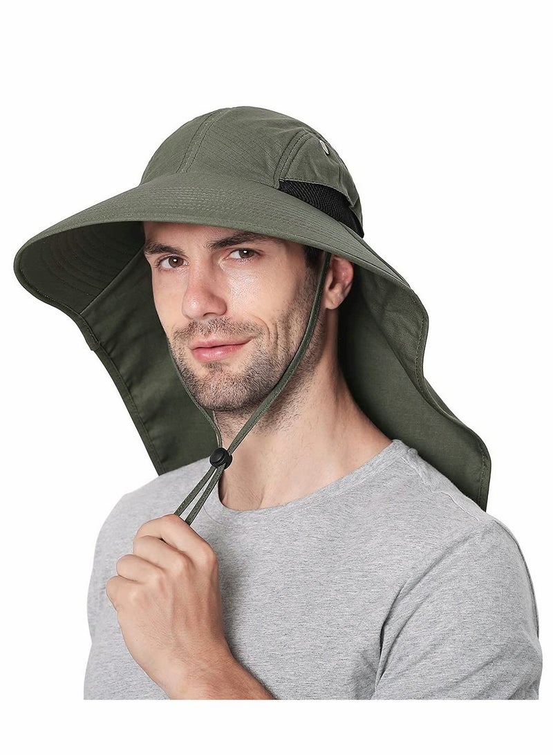 Excefore Outdoor Sun Hat for Men with 50+ UPF Protection Safari Cap Wide Brim Fishing Hat with Neck Flap, for Dad - Image 1