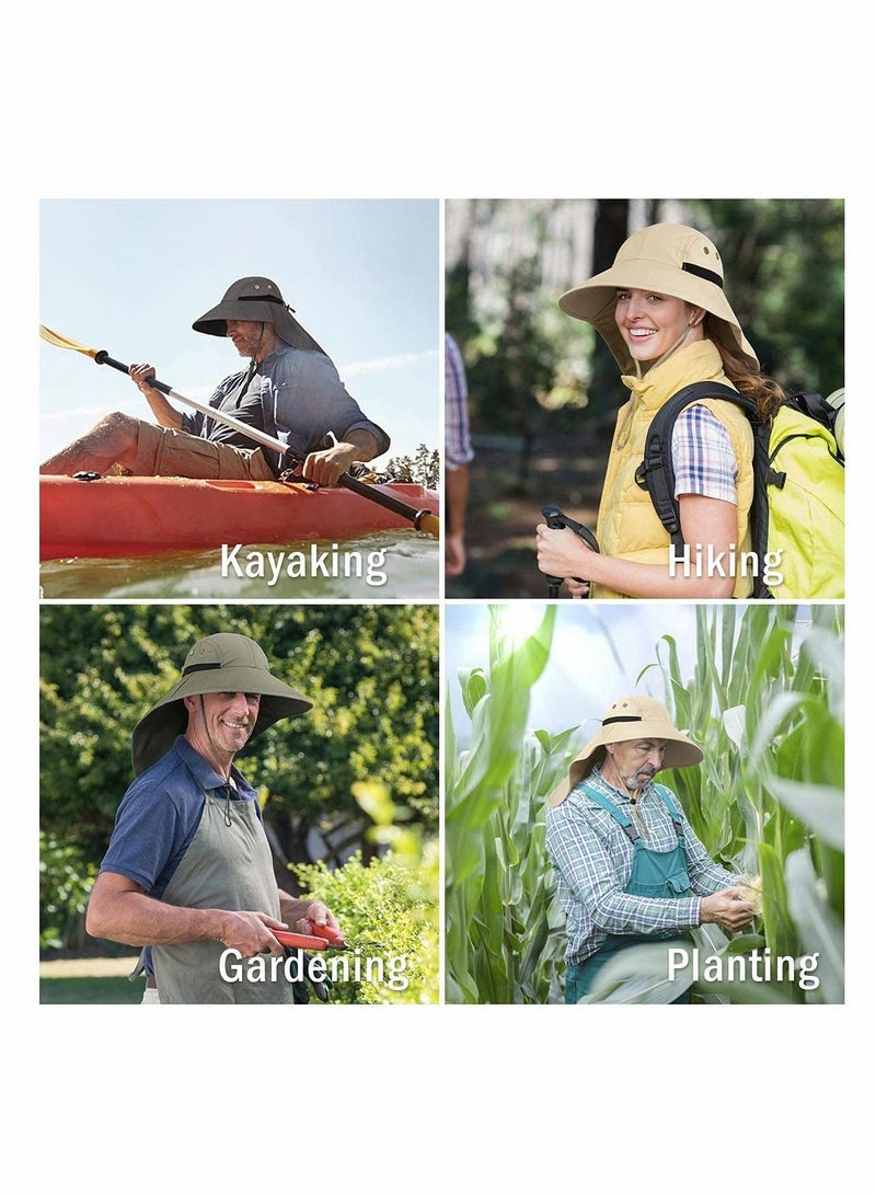 Excefore Outdoor Sun Hat for Men with 50+ UPF Protection Safari Cap Wide Brim Fishing Hat with Neck Flap, for Dad - Image 3