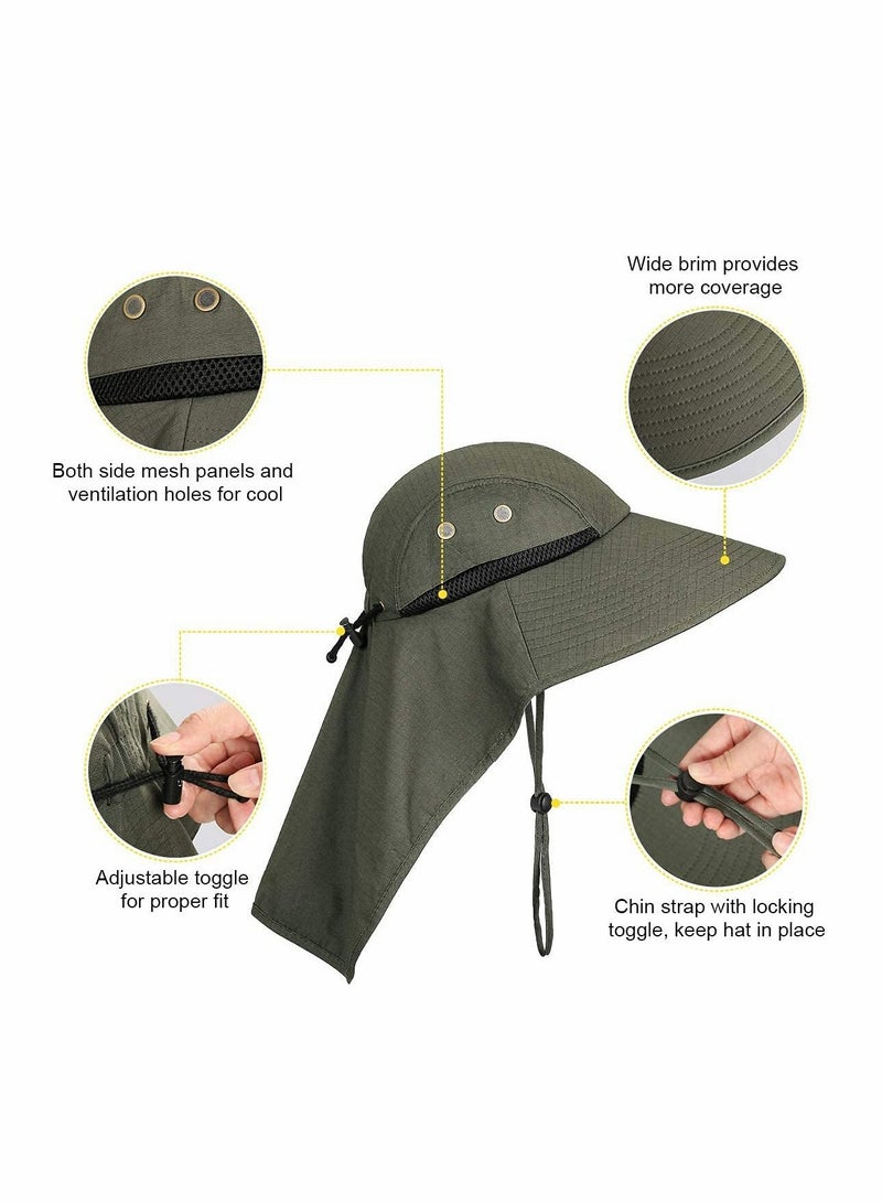 Excefore Outdoor Sun Hat for Men with 50+ UPF Protection Safari Cap Wide Brim Fishing Hat with Neck Flap, for Dad - Image 4