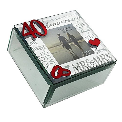 Oaktree Gifts Mirror 3D Words 40th Anniversary Trinket Box - Image 2