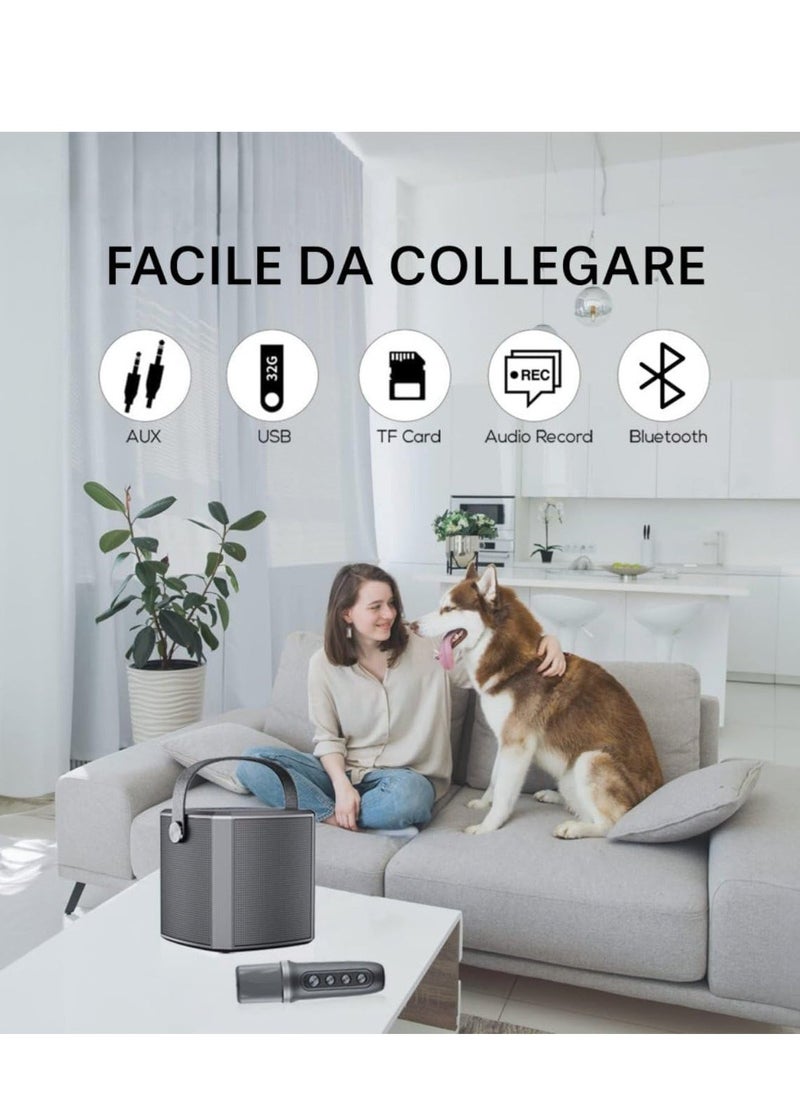 ELTRAZONE Portable Bluetooth Karaoke Speaker with Rechargeable Wireless Microphone, Type-C Charging, Multiple Voice Modes, TF Card Support, Enhanced Sound, Ideal for Home Parties & Outdoor Events (Black) - Image 5