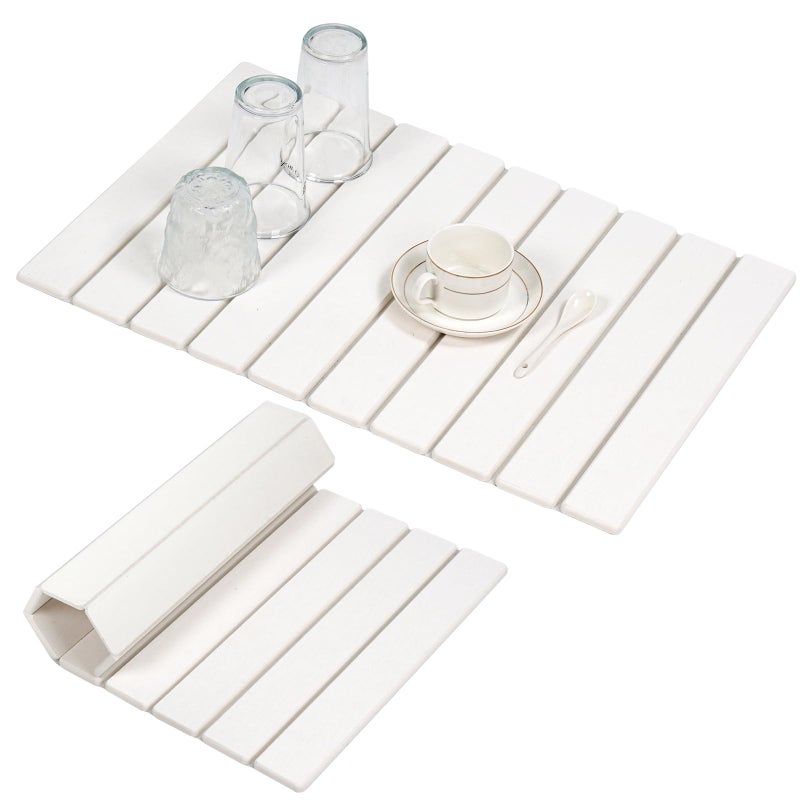 Oxydrily Stone Drying Mat for Kitchen Counter Large Stone Dish Drying Mat Foldable Absorbent Diatomaceous Earth Bath Mat Quick Dry for Kitchen Dishes Bottles Cups Bathroom Any Countertop 23 x 153 - Image 2
