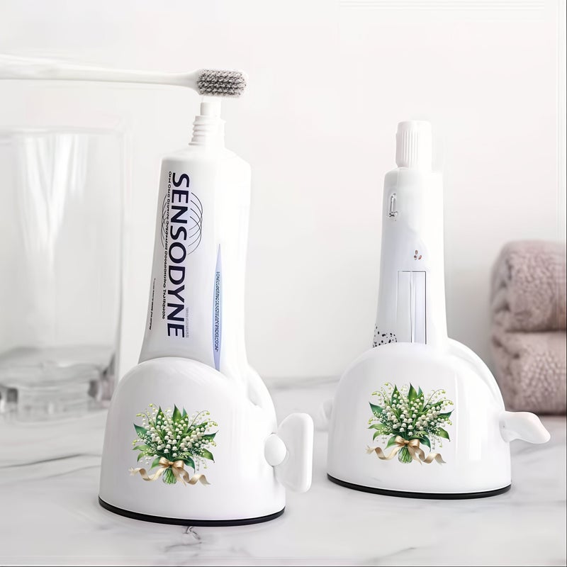 Lily Of The Valley Flower Printed Easy Squeeze Toothpaste Dispenser Cute Lamb Design Manual Bathroom Accessory Convenient Toothpaste Use - Image 4