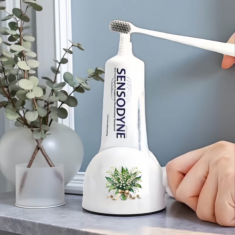 Lily Of The Valley Flower Printed Easy Squeeze Toothpaste Dispenser Cute Lamb Design Manual Bathroom Accessory Convenient Toothpaste Use - Image 5