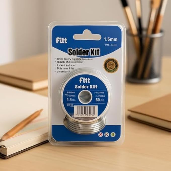 FITTO طقم سلك لحام فيتو 1.5 مم - سلك لحام خالي من الرصاص بنواة راتنجية لإصلاح الإلكترونيات، معجون فلكس وخصلة إزالة اللحام، ملحقات اللحام - Image 3