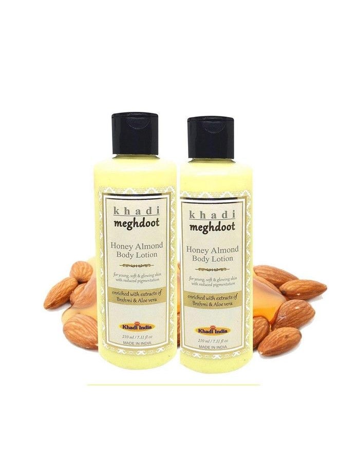 KHADI MEGHDOOT Natural Honey Almond Body Lotion 210Ml Enriched With Brahmi And Aloe Vera For Soft And Glowing Skin; Body Lotion For Dry Skin; Ayurvedic Lotion (Pack Of 2)  - Image 1