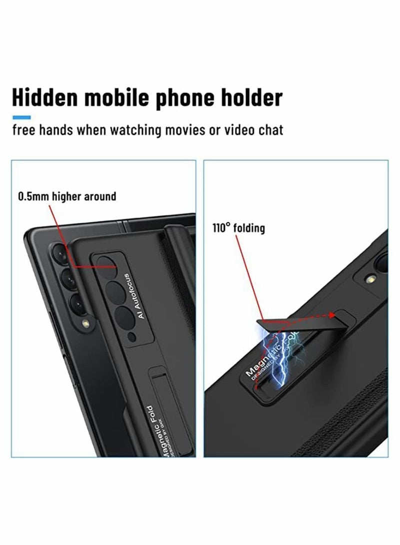 Y&D Phone Case Compatible with Samsung Galaxy Z Fold 3, Magnetic bracket Ultra-thin Folding Kickstand, Strengthen PC Durable Cover Holder, Full wrap hinge Protective Hinge Protector,Black  - Image 4