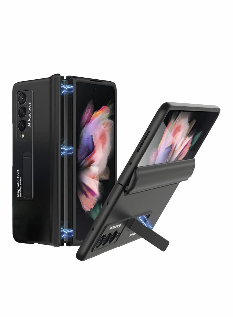 Y&D Phone Case Compatible with Samsung Galaxy Z Fold 3, Magnetic bracket Ultra-thin Folding Kickstand, Strengthen PC Durable Cover Holder, Full wrap hinge Protective Hinge Protector,Black  - Image 1