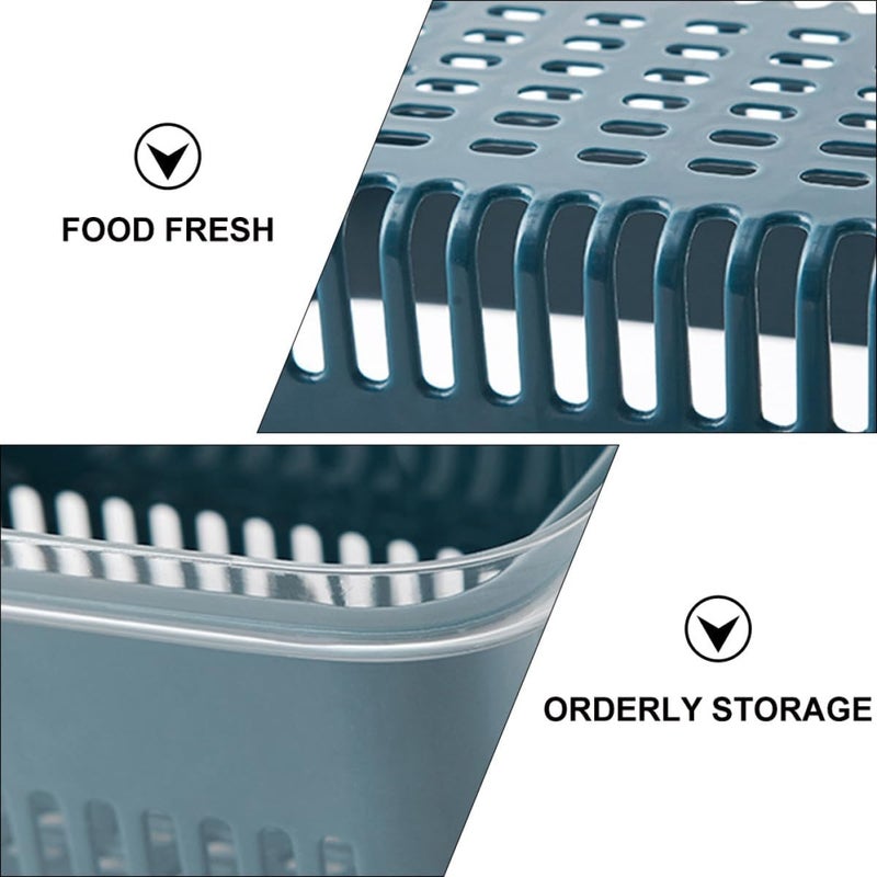 VERDANVERSE Sliding Refrigerator Storage Box with Drainage Colander, Sky Blue Plastic Produce Keeper Bin, Airtight Food Storage Container for Fridge Organization and Freshness - Image 3