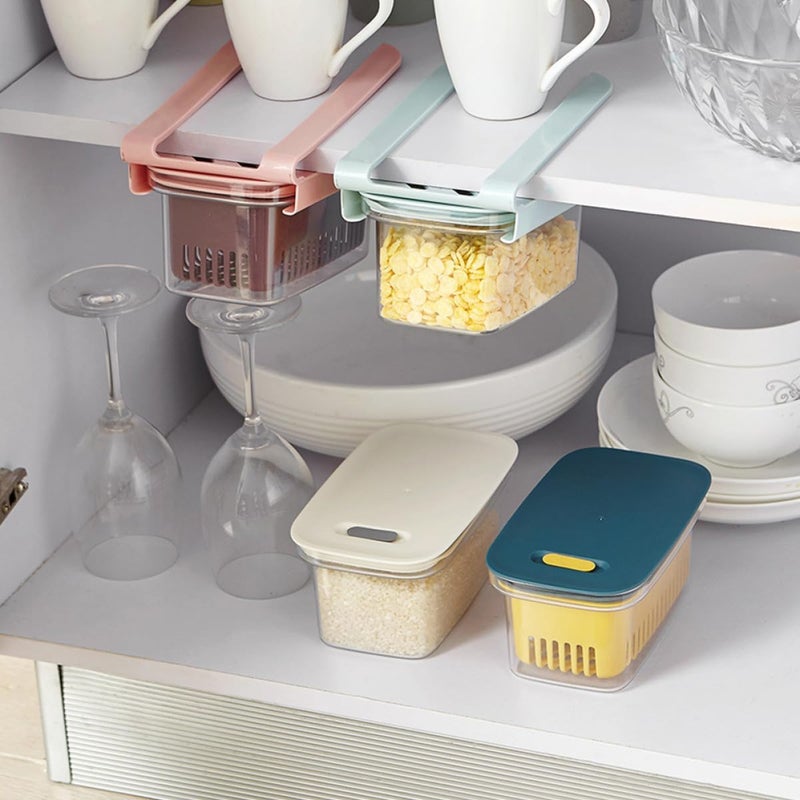 VERDANVERSE Sliding Refrigerator Storage Box with Drainage Colander, Sky Blue Plastic Produce Keeper Bin, Airtight Food Storage Container for Fridge Organization and Freshness - Image 5