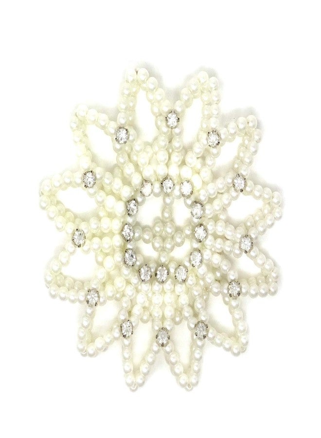 Honbay Hair Bun Cover Elastic Handmade Crochet Hair Net Snood with Pearls and Rhinestones for Ballet, Dance, Skating, etc (White) - Image 5