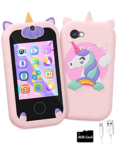 Joozfee Kids Smart Phone for Girls Unicorns Gifts for Girls Toys 810 Years Old Phone Touchscreen Learning Toy Christmas Birthday Gifts for 3 4 5 6 7 8 9 Year Old with 8G Memory Card - Image 1
