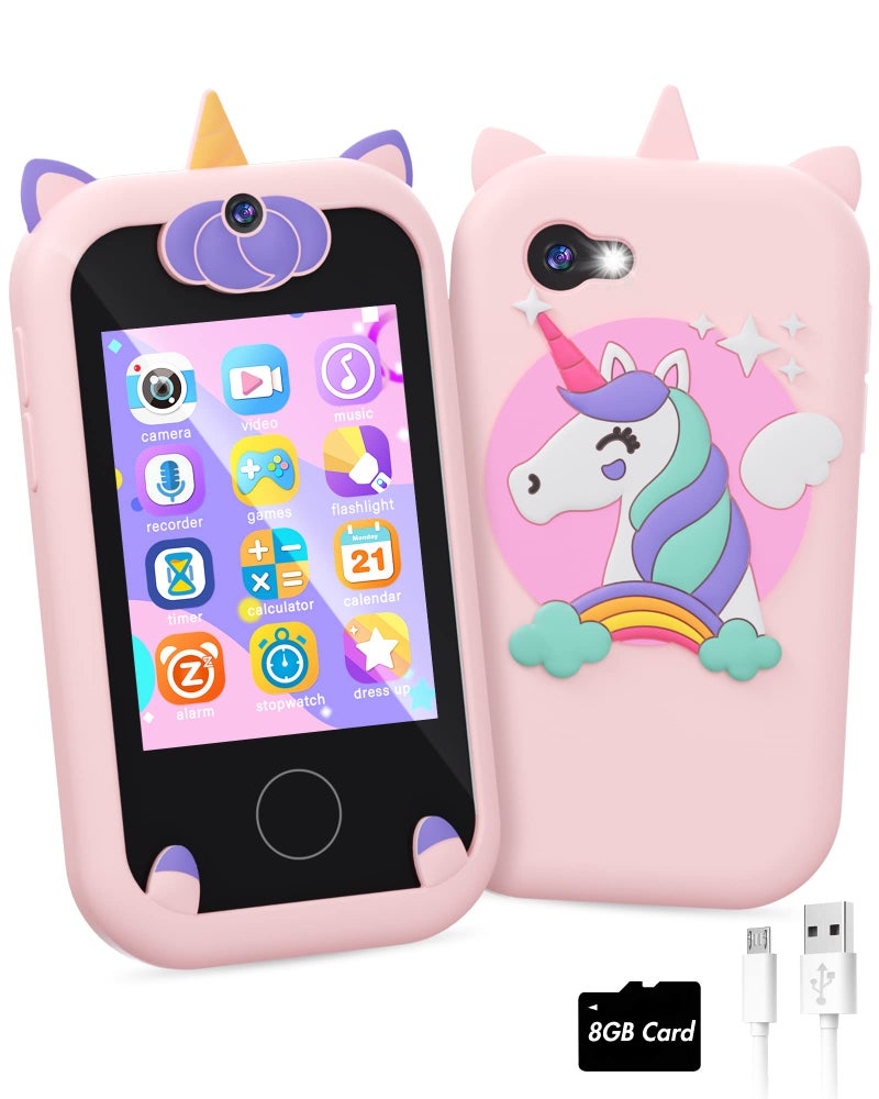 Joozfee Kids Smart Phone for Girls Unicorns Gifts for Girls Toys 810 Years Old Phone Touchscreen Learning Toy Christmas Birthday Gifts for 3 4 5 6 7 8 9 Year Old with 8G Memory Card - Image 4