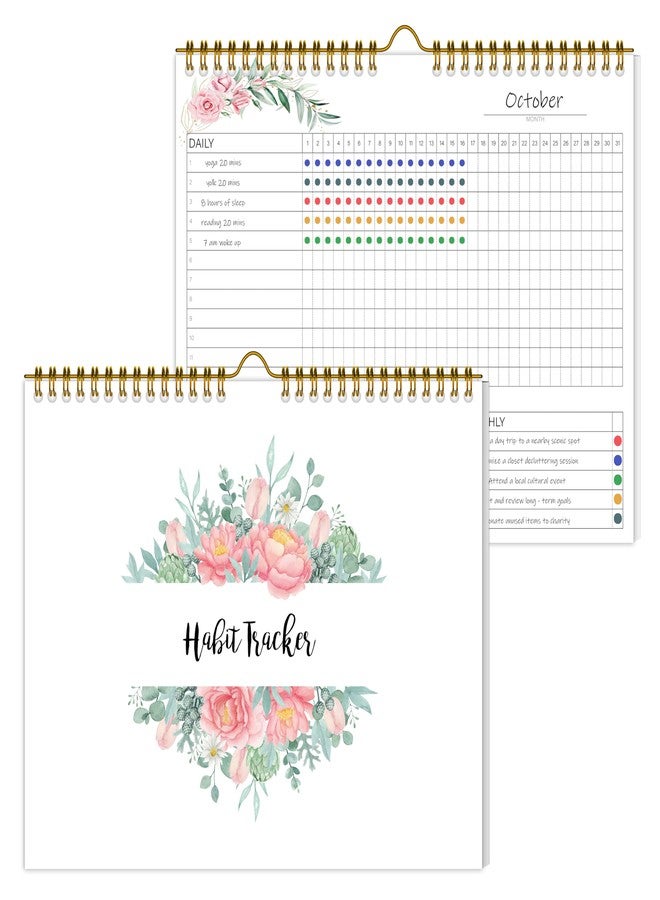 KAICN Habit Tracker Calendar,12 Monthly Habit Tracker Journal with Spiral Binding,Undated Weekly Monthly Planner to Boost Productivity&Self Improvement,8"x10"(Pink) - Image 1