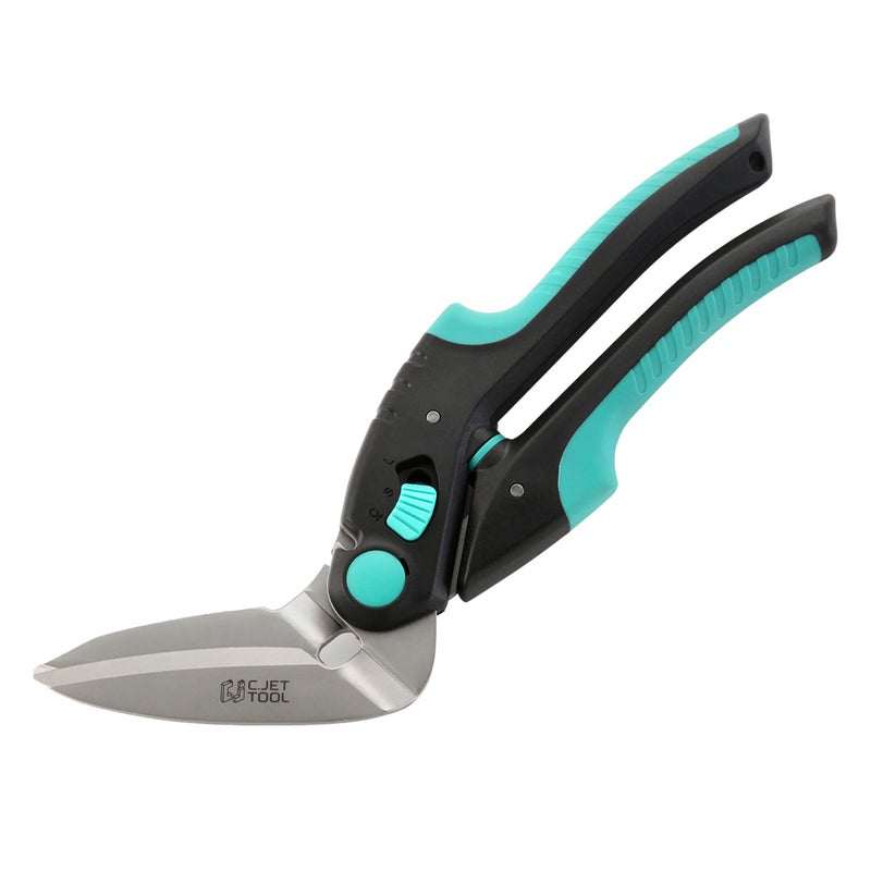 C.JET TOOL 10" Heavy Duty Scissors, Carpet Cutter, Industrial Scissors, Multipurpose, Scissors for Carpet, Cardboard, Leather, Pruning, Gardening, Professional Soft Grip Stainless Steel (Turquoise) - Image 1
