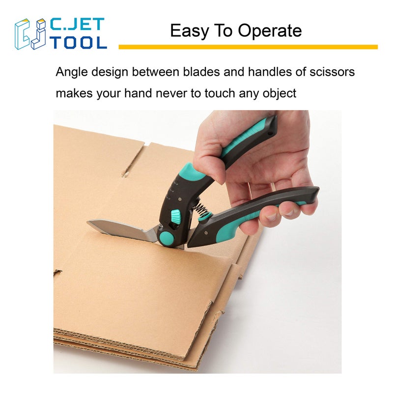 C.JET TOOL 10" Heavy Duty Scissors, Carpet Cutter, Industrial Scissors, Multipurpose, Scissors for Carpet, Cardboard, Leather, Pruning, Gardening, Professional Soft Grip Stainless Steel (Turquoise) - Image 3