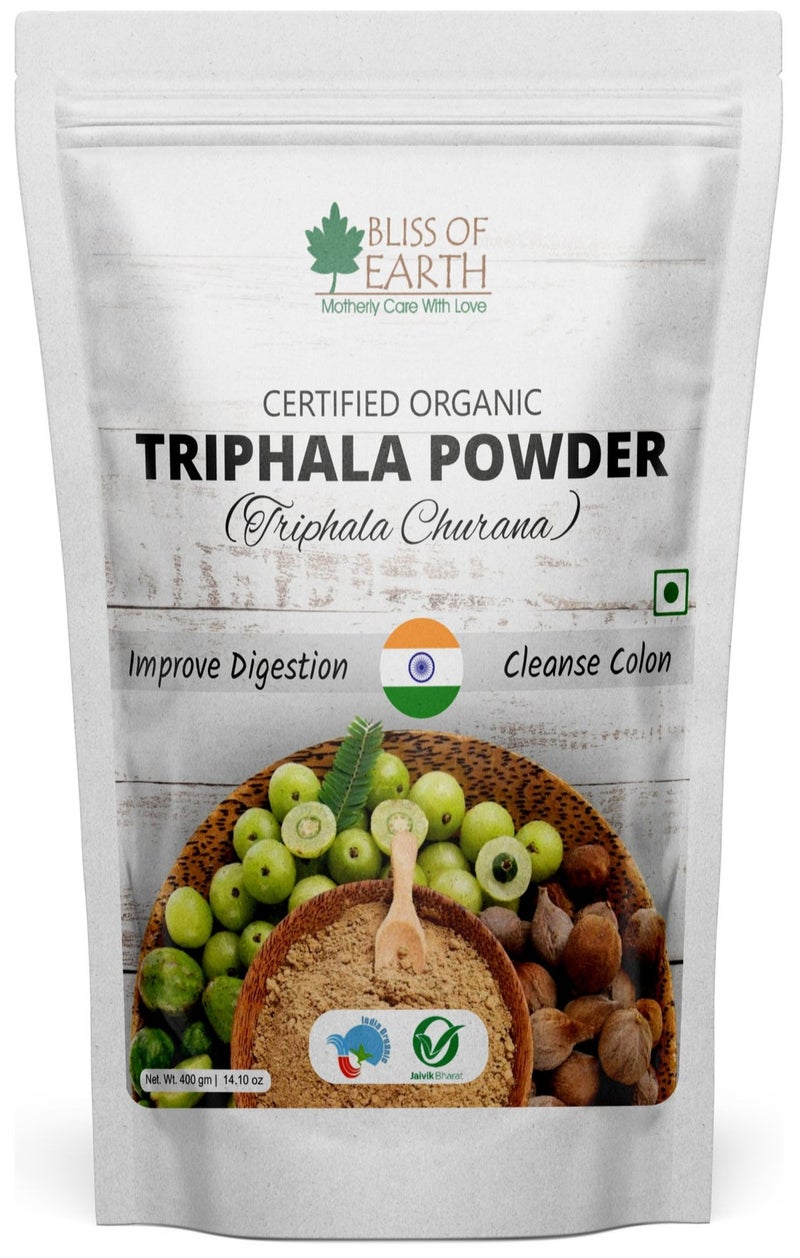 Bliss of Earth Triphala Powder 400g | Ayurvedic Herbal Blend (Amla, Haritaki, Bibhitaki) | Digestive Support & Gut Health | Natural Antioxidant & High Fiber Supplement | Vegan, Additive-Free Wellness Powder - Image 1