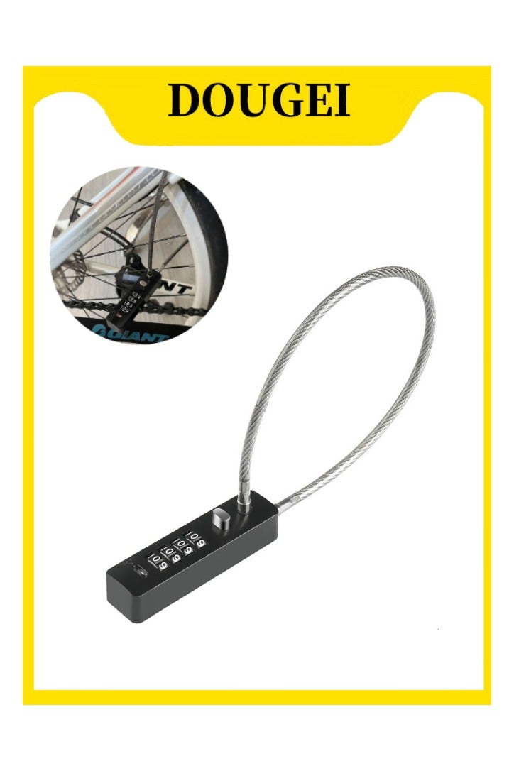 DOUGEI Steel Cable Locks, 4-Digit Combination Lock Padlock Resettable Code for Bikes,Gate,Fence,Refrigerator Door - Image 1