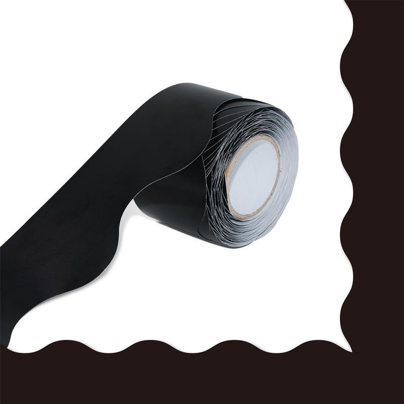 ERKE 60 Feet Bulletin Board Borders, Pure Black Scalloped Rolled Border Trim Board Border with Wavy Line Design Decoration for School, Classroom & Offices - Image 1