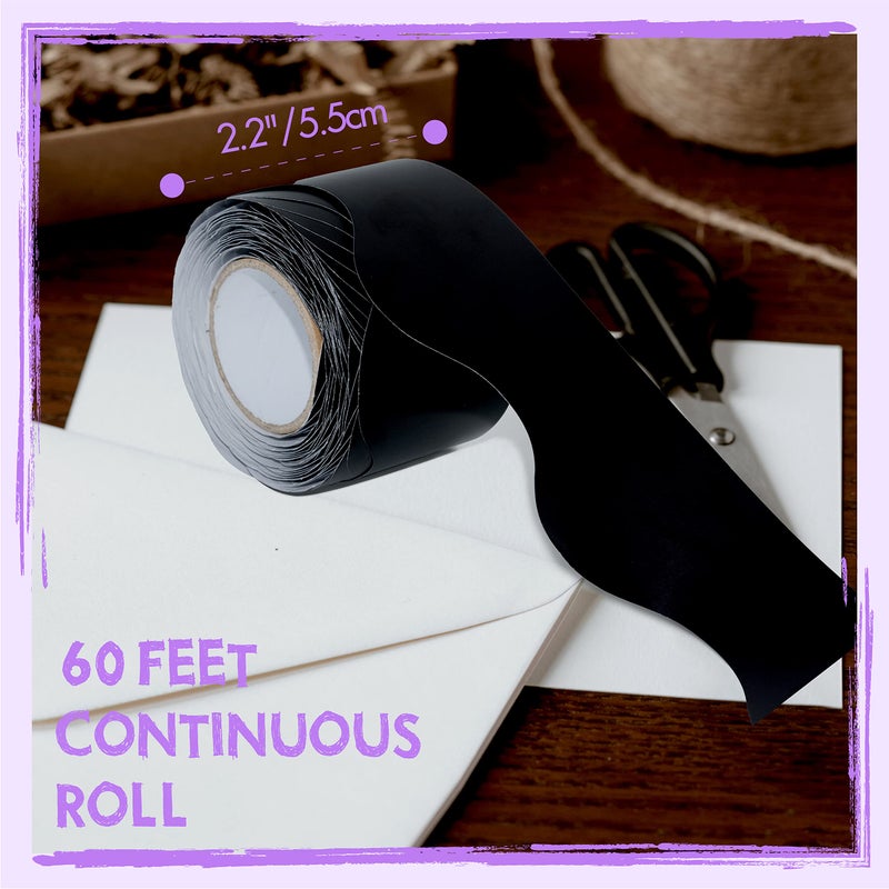 ERKE 60 Feet Bulletin Board Borders, Pure Black Scalloped Rolled Border Trim Board Border with Wavy Line Design Decoration for School, Classroom & Offices - Image 2