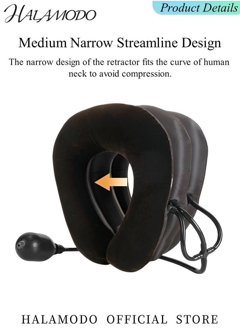 HALAMODO - Cervical Neck Traction Device, Neck Stretcher, 3 Layers Neck Traction Devices for Neck Pain Relief, Inflatable Neck Brace, Neck Decompression, Cervical Pillow with Inflation Air Pump - Image 1