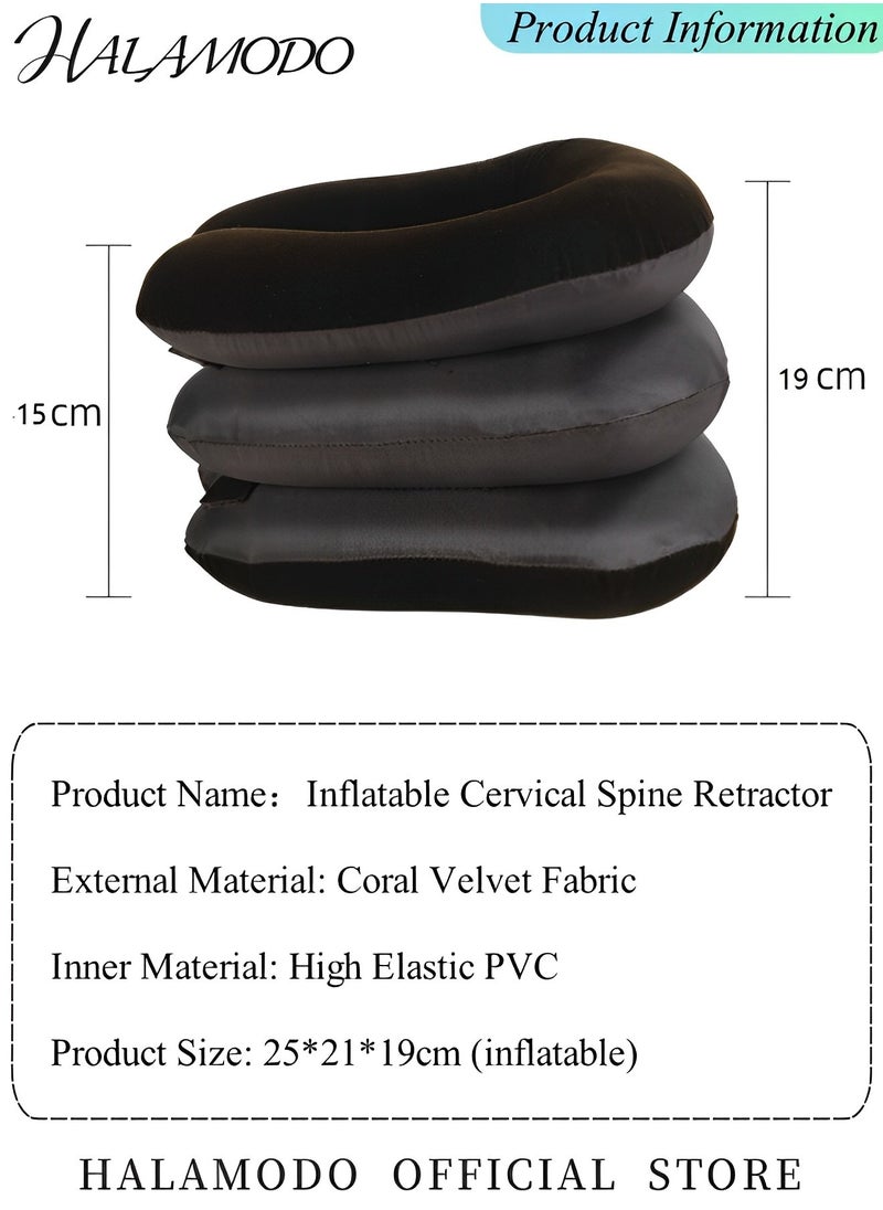 HALAMODO - Cervical Neck Traction Device, Neck Stretcher, 3 Layers Neck Traction Devices for Neck Pain Relief, Inflatable Neck Brace, Neck Decompression, Cervical Pillow with Inflation Air Pump - Image 1