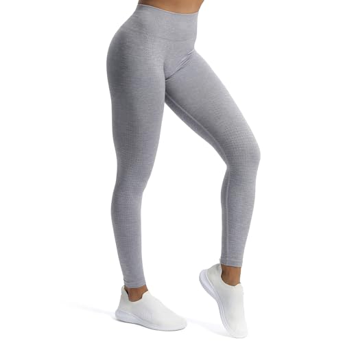 Aoxjox Women's High Waist Workout Gym Vital Seamless Leggings Yoga Pants 24'' (Smokey Grey Marl, Medium) - Image 3