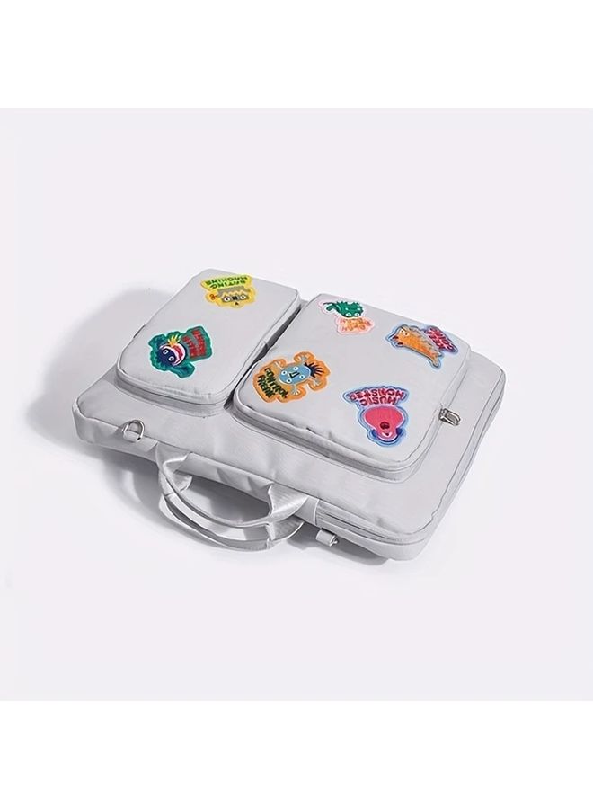 Gray 16 Inch Laptop Bag Diagonal Crossbody Bag with Monster Sticker - Image 3