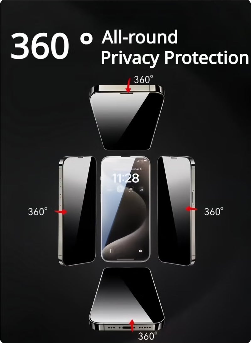 Raxoom iPhone 16  Privacy 9H Screen Protector, Premium Tempered Glass Privacy Screen 9H Tempered Glass Film For iPhone 16 -2 Pack Black - Image 4