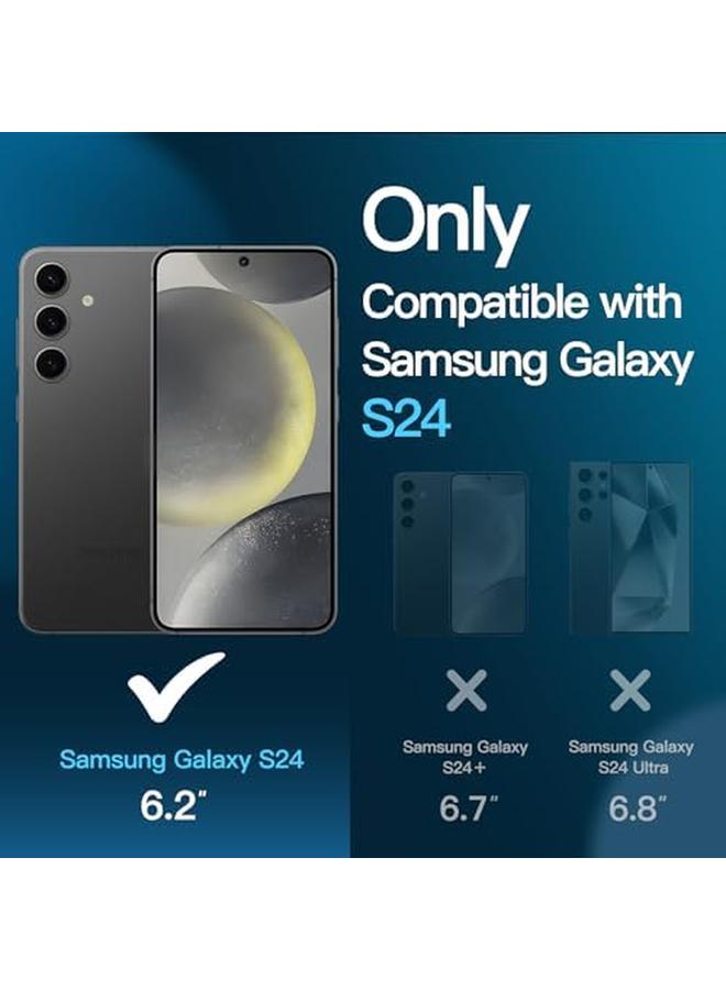 جي تيك جراب غير لامع 5 في 1 لهاتف Samsung Galaxy S24 5G مع قطعتين من واقي الشاشة وواقي عدسة الكاميرا وغطاء خلفي شفاف واقٍ للهاتف من الزجاج المقوى باللون الأسود - Image 2