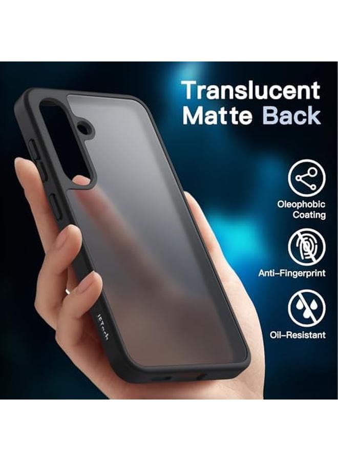 جي تيك جراب غير لامع 5 في 1 لهاتف Samsung Galaxy S24 5G مع قطعتين من واقي الشاشة وواقي عدسة الكاميرا وغطاء خلفي شفاف واقٍ للهاتف من الزجاج المقوى باللون الأسود - Image 5