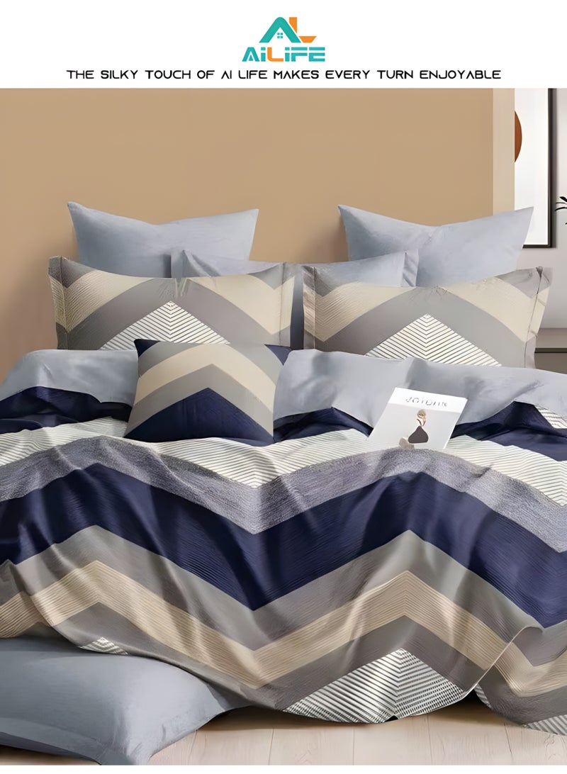 Al LIFE Premium Microfiber Super King 6-Piece Bed Sheet Set - Deep Pocket Fitted Sheet, Duvet Cover & 4 Pillowcases for Everyday Comfort - Image 2