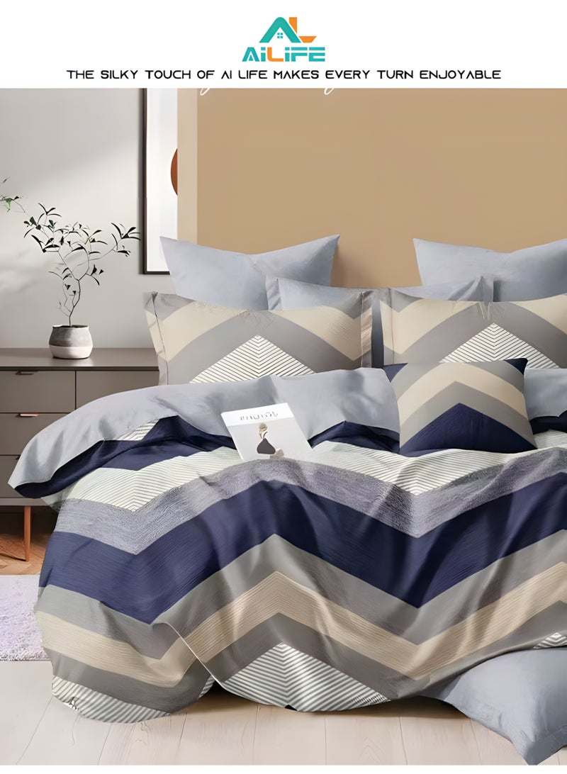 Al LIFE Premium Microfiber Super King 6-Piece Bed Sheet Set - Deep Pocket Fitted Sheet, Duvet Cover & 4 Pillowcases for Everyday Comfort - Image 1