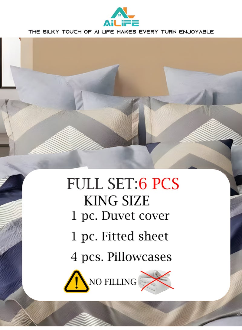 Al LIFE Premium Microfiber Super King 6-Piece Bed Sheet Set - Deep Pocket Fitted Sheet, Duvet Cover & 4 Pillowcases for Everyday Comfort - Image 3