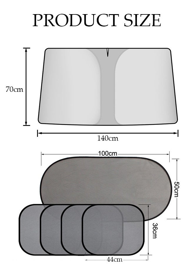 DUNISO - 6 Pieces Sunshade for Car, Car Windshield Sun Shade, Car Window Shade Front Windshield Shades UV Rays Sun Visor Protector Easy to Use Fits Windshields Keep Car Cool - Image 1