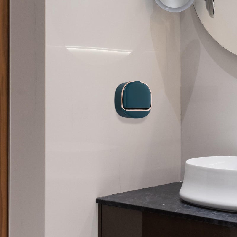 Green Plastic Wall Mounted Soap Dish Holder No Drilling Installation Bathroom Organizer - Image 5
