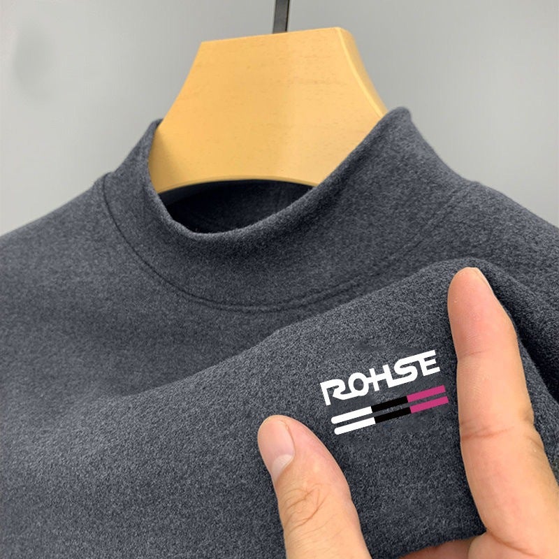 Support Generation Men'S Half Turtleneck Long-Sleeved T-Shirt Korean Style De Velvet Slim-Fit Young And Middle-Aged Bottoming Shirt Autumn Clothes - Image 3