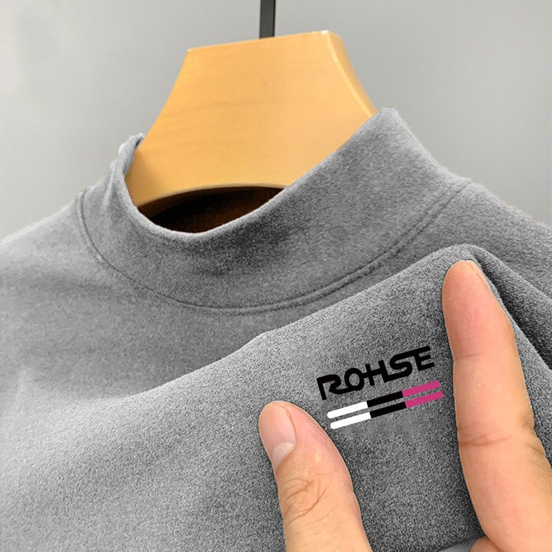 Support Generation Men'S Half Turtleneck Long-Sleeved T-Shirt Korean Style De Velvet Slim-Fit Young And Middle-Aged Bottoming Shirt Autumn Clothes - Image 1