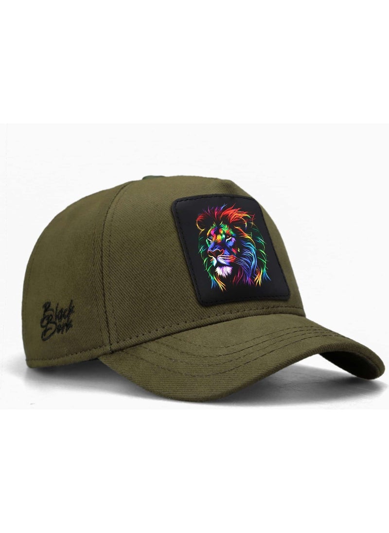 Black Börk BlackBörk V1 Kids Baseball Colored Lion - Khaki Children's Hat (Cap) with 15 Code Logo  - Image 1