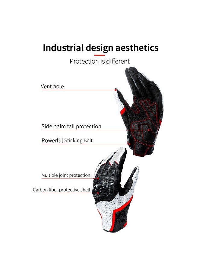 BSDDP Motorcycle Gloves for Men Women Touchscreen Motocross Dirt Bike Riding Gloves All Finger with Carbon Fiber Protective Hard Knuckles White Size XL  - Image 5