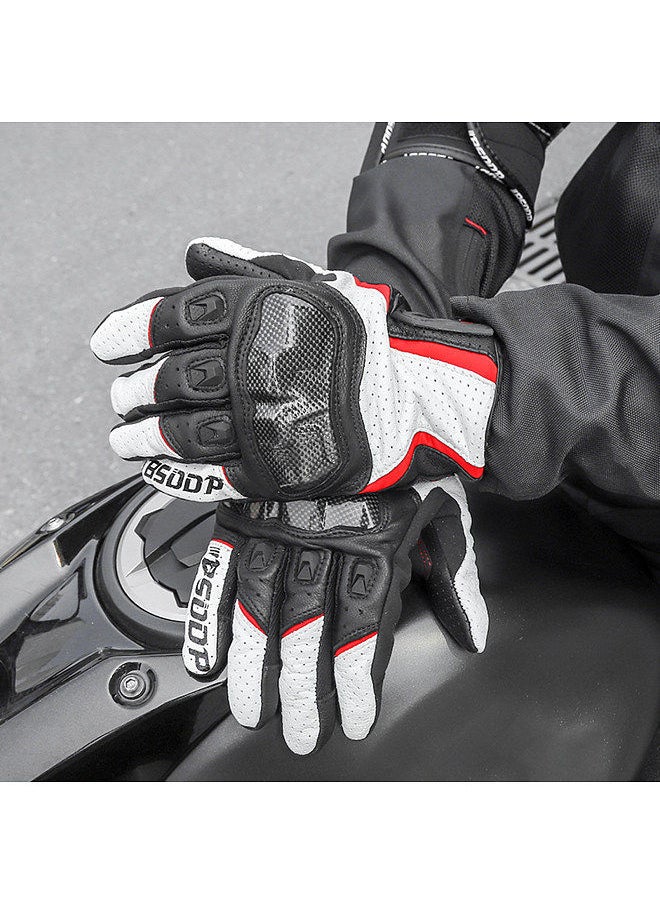 BSDDP Motorcycle Gloves for Men Women Touchscreen Motocross Dirt Bike Riding Gloves All Finger with Carbon Fiber Protective Hard Knuckles White Size XL  - Image 3