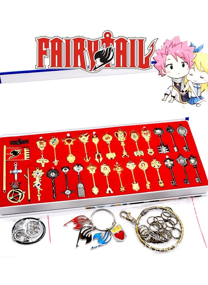 HALAMODO Fairy Tail 35-Piece Celestial Spirit Key Keychain Set - Miniature Zodiac Keys with Glittering Details, Perfect Birthday Gift and Collectible - Image 1