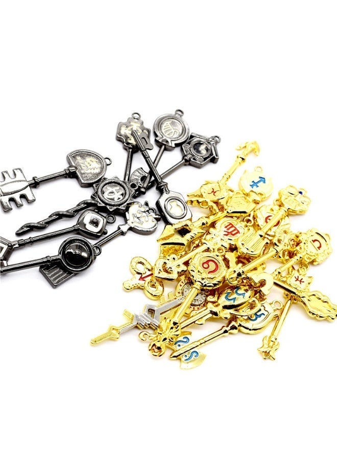 35-Piece Celestial Spirit Key Keychain Set - Miniature Zodiac Keys with Glittering Details, Perfect Birthday Gift and Collectible - Image 5