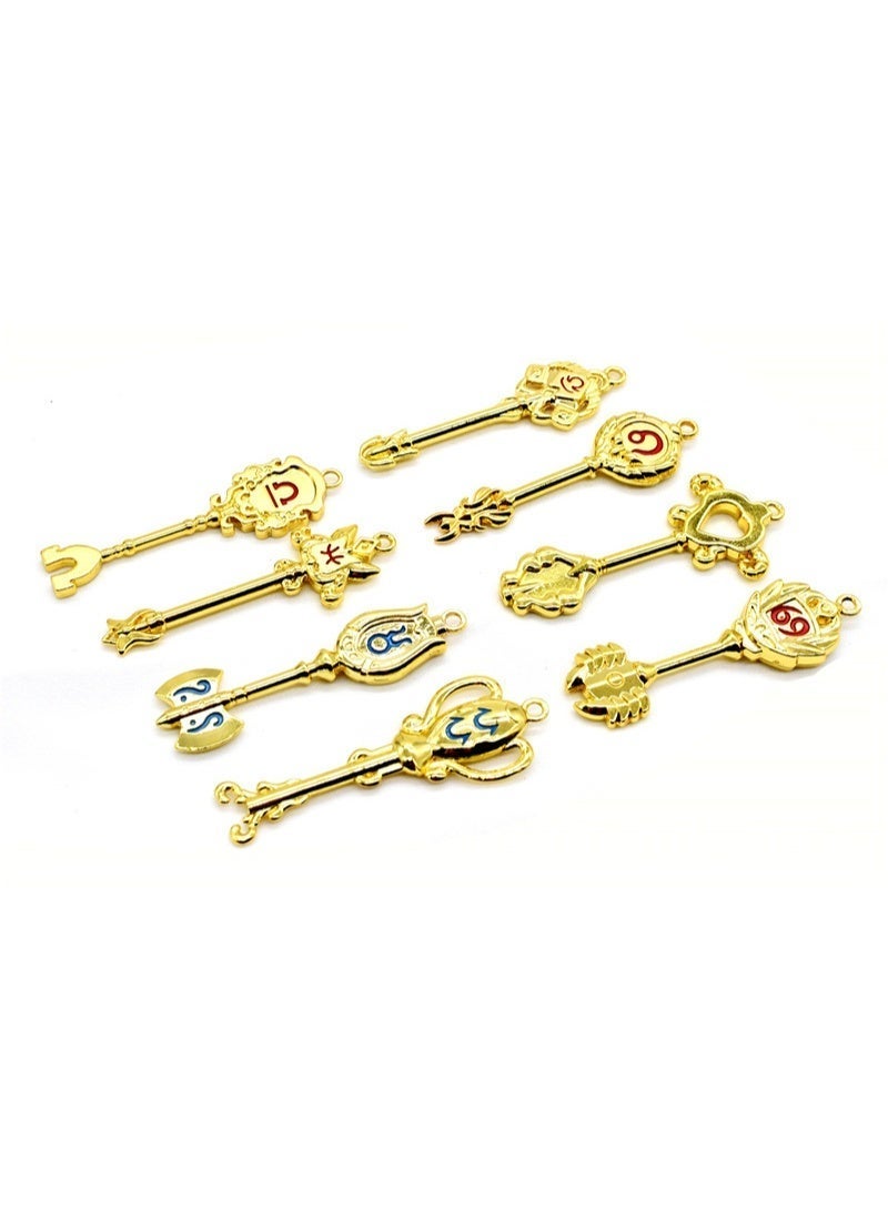 35-Piece Celestial Spirit Key Keychain Set - Miniature Zodiac Keys with Glittering Details, Perfect Birthday Gift and Collectible - Image 4